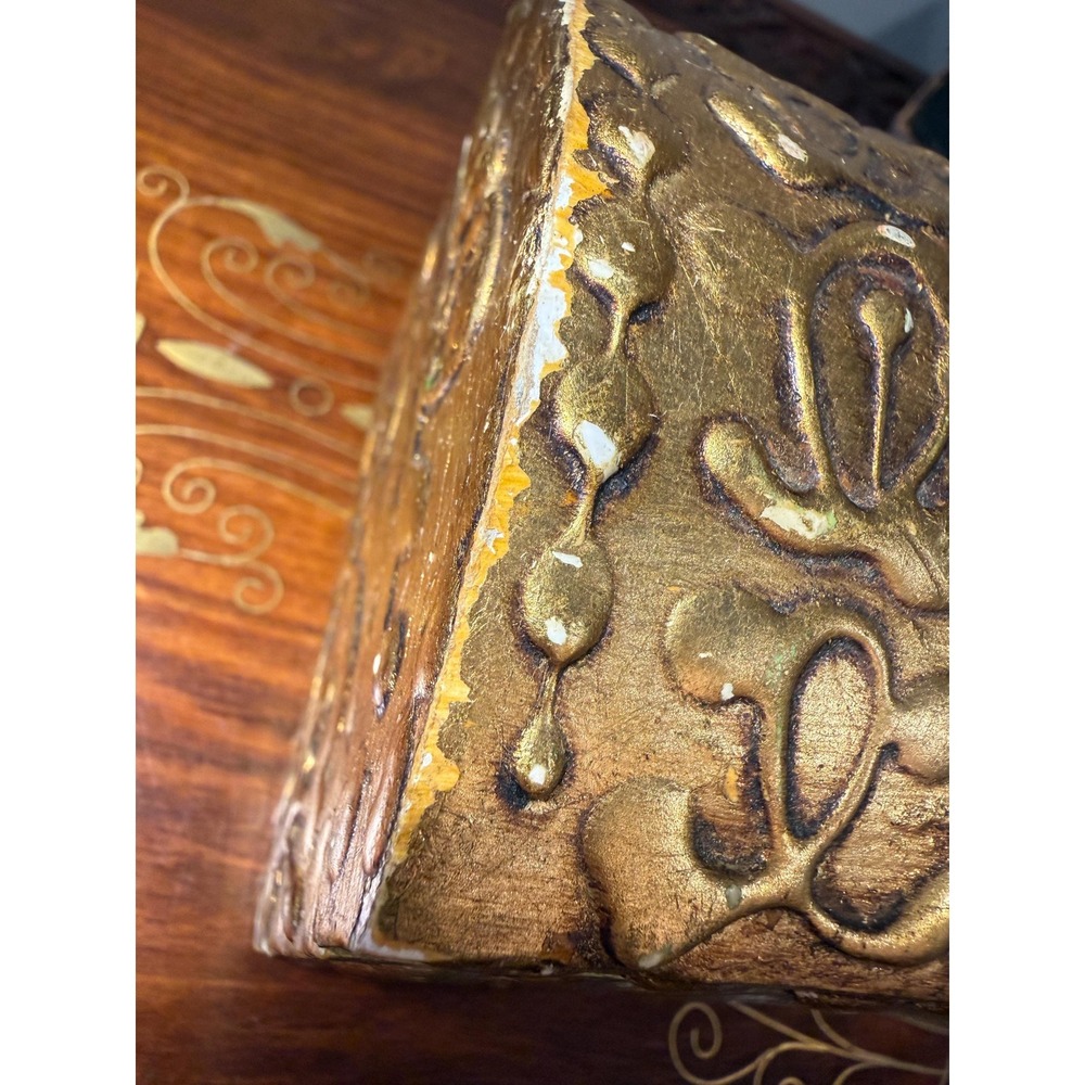 Vintage Gold Trinket Box with Mother and Child Art - Picture 11 of 17